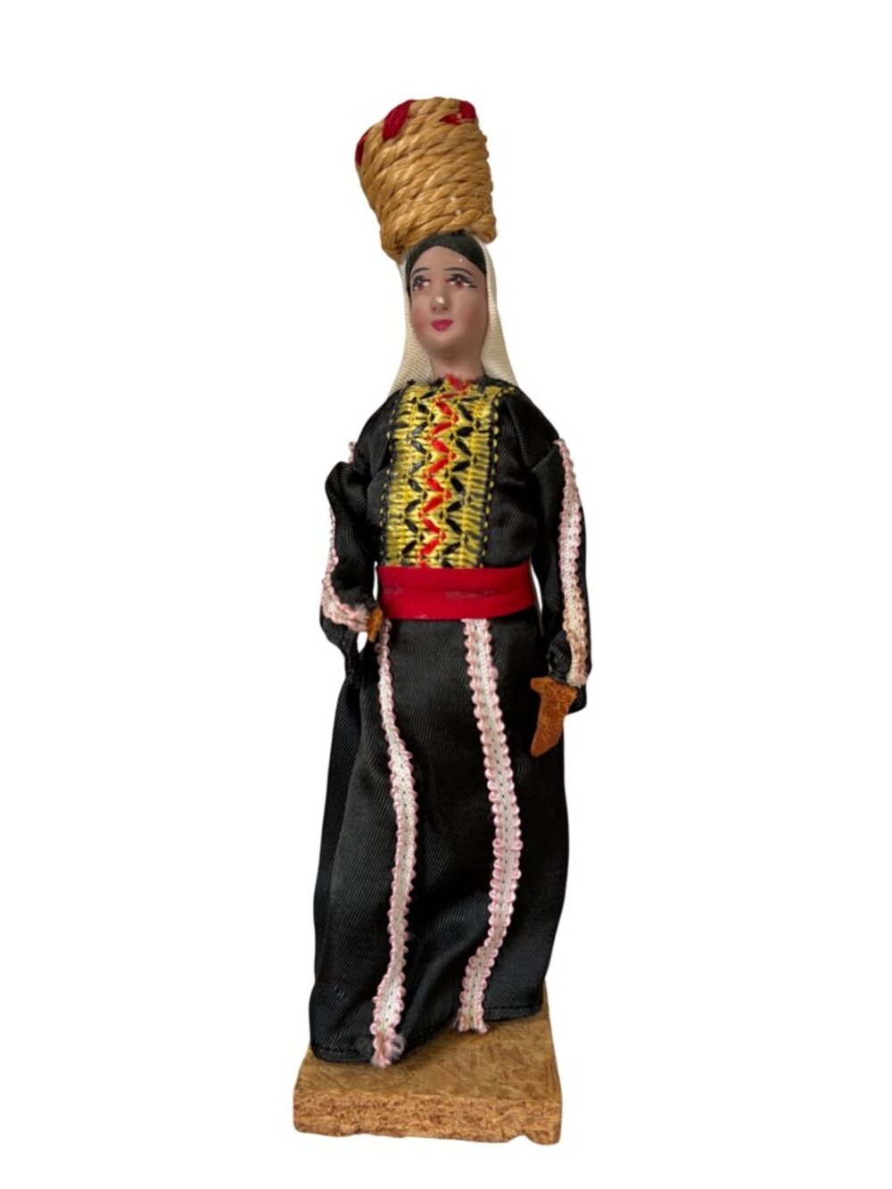 Handmade Vintage Sabra or Palestinian Folk Art Doll Woven Hat Made in Israel